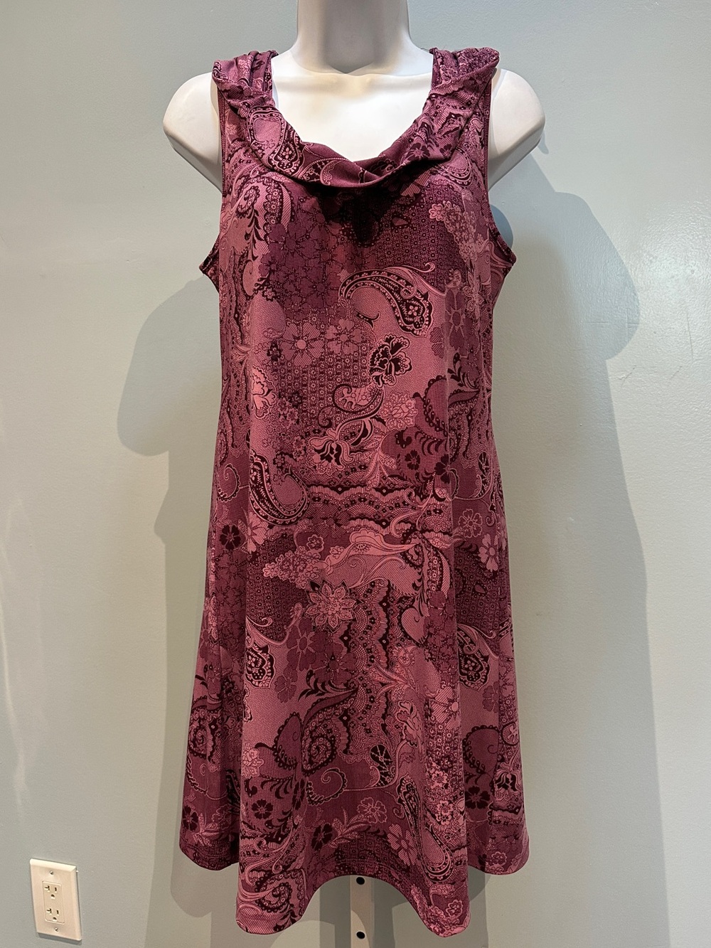 Ann Taylor Purple Patterned Dress Medium - Picture 1 of 13